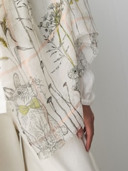 White Bunny Motif Lightweight Scarf - Image 6 of 8