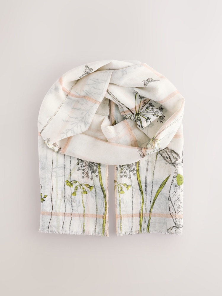White Bunny Motif Lightweight Scarf - Image 7 of 8