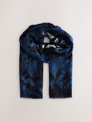 Navy Floral Print Lightweight Scarf - Image 4 of 6