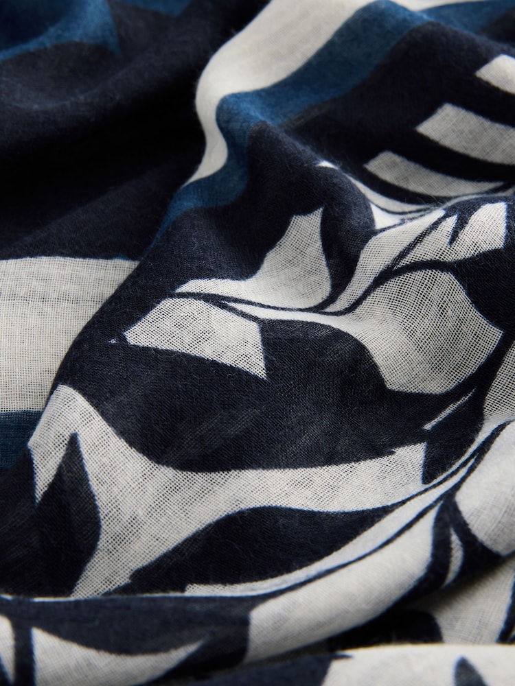 Navy Floral Print Lightweight Scarf - Image 5 of 6