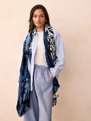 Navy Floral Midweight Scarf - Image 1 of 6