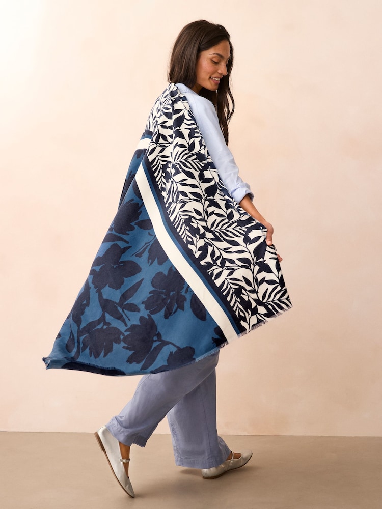 Navy Floral Midweight Scarf - Image 2 of 6