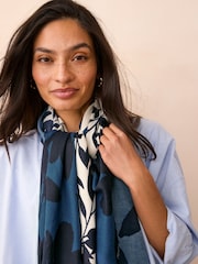 Navy Floral Midweight Scarf - Image 3 of 6