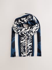 Navy Floral Midweight Scarf - Image 4 of 6