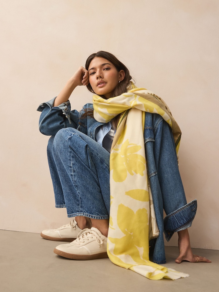 Yellow Floral Midweight Scarf - Image 1 of 6