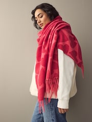 Red/Pink Heart Midweight Scarf - Image 2 of 7