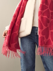 Red/Pink Heart Midweight Scarf - Image 4 of 7