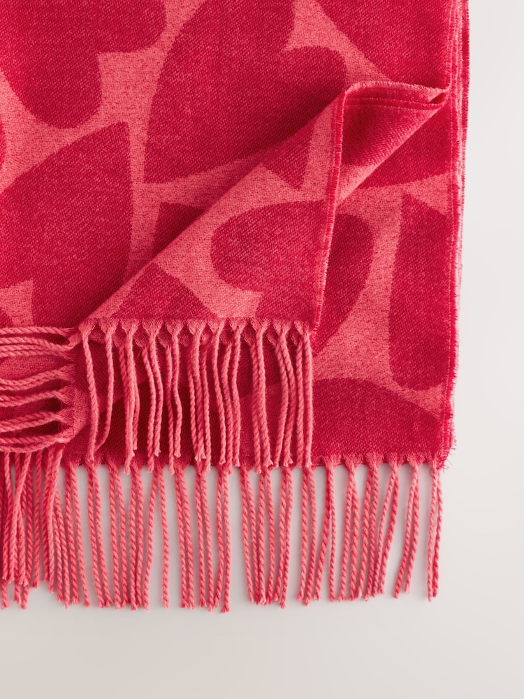 Red/Pink Heart Midweight Scarf - Image 7 of 7