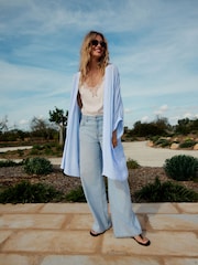 Pale Blue Longline Kimono Cover-Up - Image 2 of 5