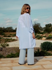 Pale Blue Longline Kimono Cover-Up - Image 3 of 5