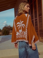 Rust Brown Short Kimono Cover-Up - Image 1 of 5