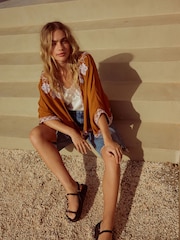 Rust Brown Short Kimono Cover-Up - Image 2 of 5