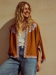 Rust Brown Short Kimono Cover-Up - Image 3 of 5