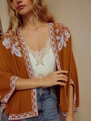 Rust Brown Short Kimono Cover-Up - Image 4 of 5