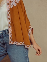 Rust Brown Short Kimono Cover-Up - Image 5 of 5