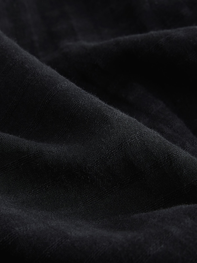 Black Longline Overhead 100% Cotton Shirt Cover-Up - Image 9 of 9