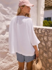White 100% Linen Jacket - Image 6 of 10