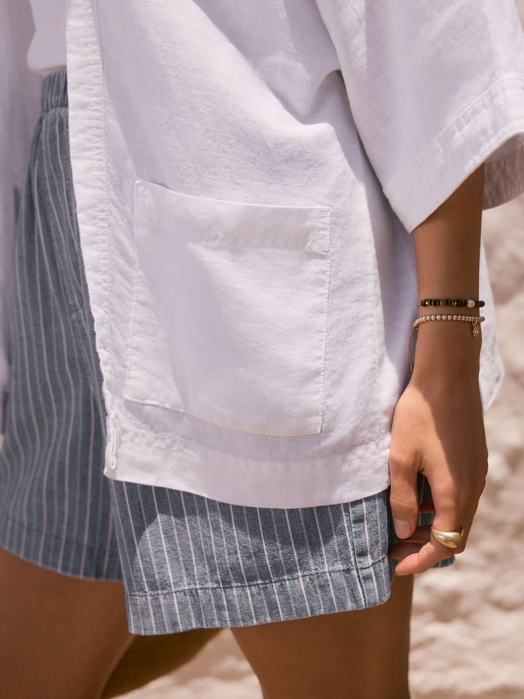 Buy White 100% Linen Jacket from Next Romania