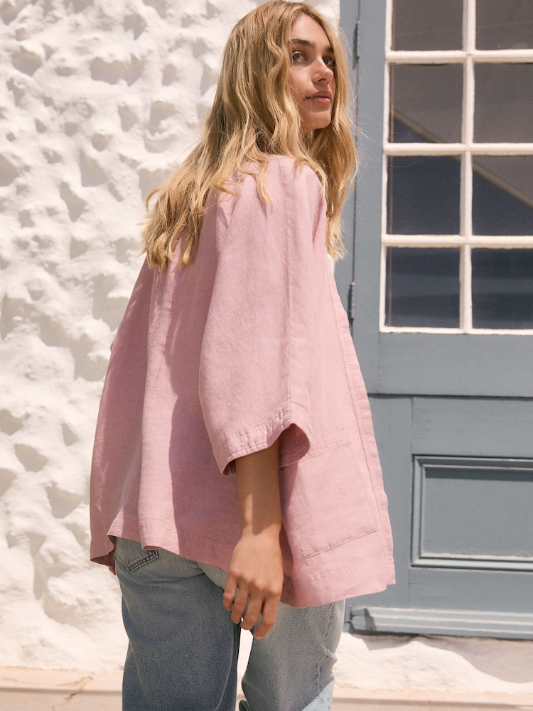Rose Pink 100% Linen Jacket - Image 1 of 9