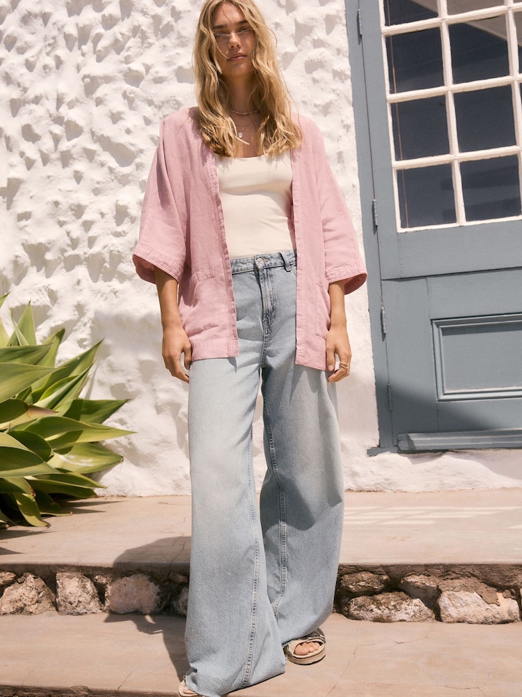 Rose Pink 100% Linen Jacket - Image 2 of 9