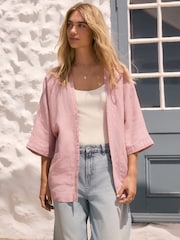 Rose Pink 100% Linen Jacket - Image 4 of 9