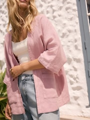 Rose Pink 100% Linen Jacket - Image 5 of 9