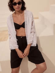 White White Crochet Kimono Cover-Up - Image 3 of 6