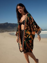 Multi Bright Palm Longline Kimono Cover-Up - Image 1 of 8
