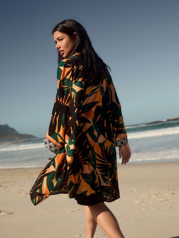 Multi Bright Palm Longline Kimono Cover-Up - Image 2 of 8