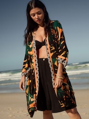 Multi Bright Palm Longline Kimono Cover-Up - Image 3 of 8