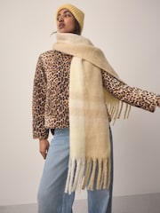 Yellow Check Heavyweight Blanket Scarf Containing Wool - Image 1 of 8