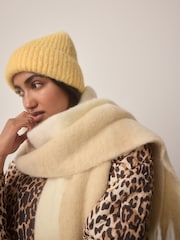 Yellow Check Heavyweight Blanket Scarf Containing Wool - Image 3 of 8