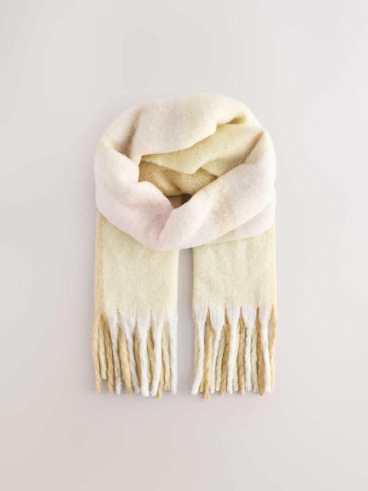 Yellow Check Heavyweight Blanket Scarf Containing Wool - Image 6 of 8