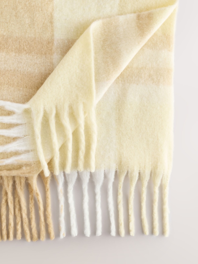 Yellow Check Heavyweight Blanket Scarf Containing Wool - Image 8 of 8