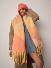 Coral Pink Geo Heavyweight Blanket Scarf - Image 1 of 8