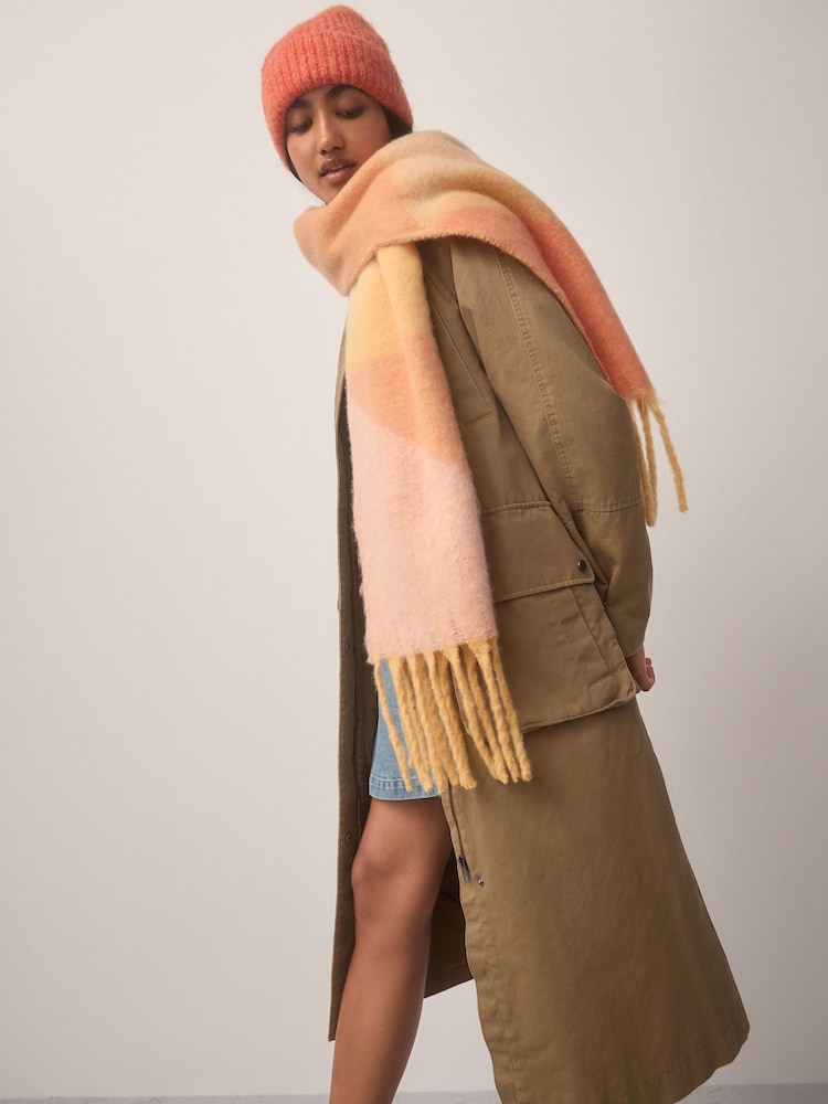 Coral Pink Geo Heavyweight Blanket Scarf - Image 2 of 8