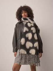 Black & White Heart Heavyweight Blanket Scarf - Image 1 of 8