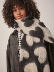 Black & White Heart Heavyweight Blanket Scarf - Image 5 of 8