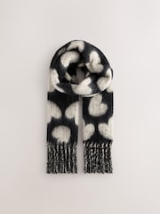 Black & White Heart Heavyweight Blanket Scarf - Image 6 of 8