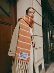 self. Rust/Ecru Stripe Heavyweight Blanket Scarf - Image 1 of 8