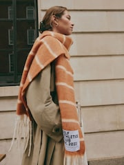 self. Rust/Ecru Stripe Heavyweight Blanket Scarf - Image 3 of 8