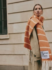 self. Rust/Ecru Stripe Heavyweight Blanket Scarf - Image 4 of 8