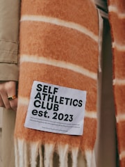 self. Rust/Ecru Stripe Heavyweight Blanket Scarf - Image 5 of 8