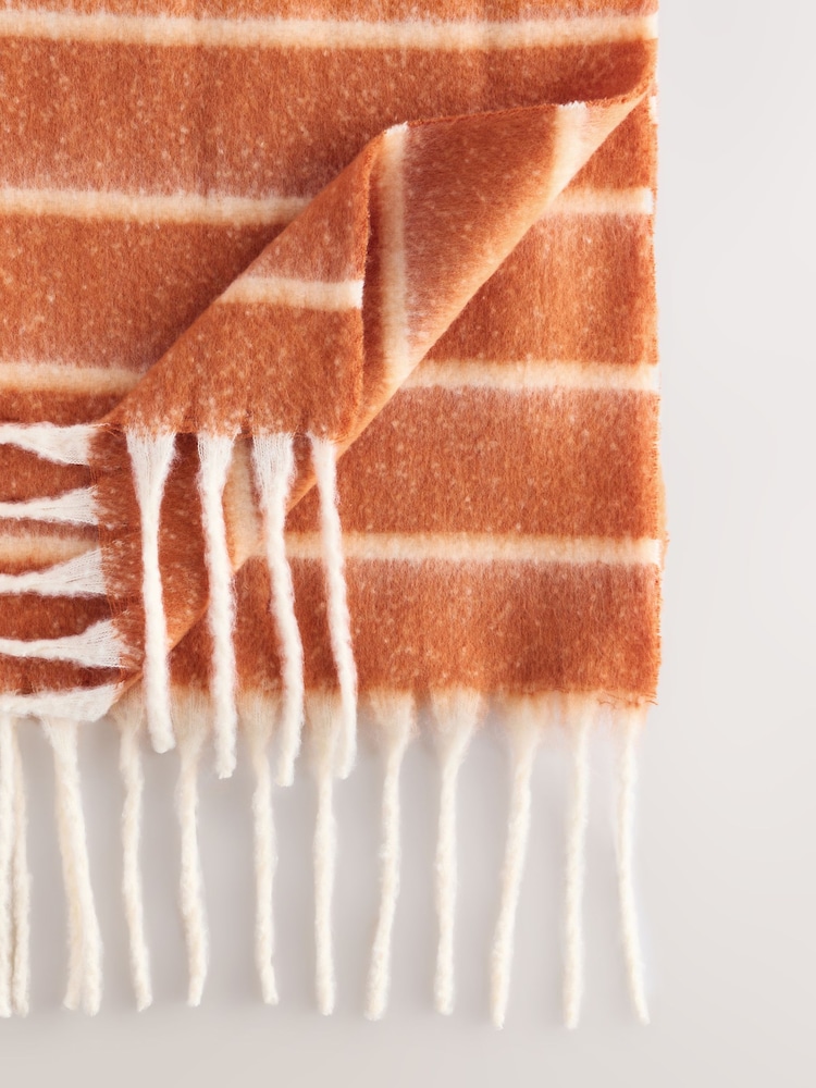 self. Rust/Ecru Stripe Heavyweight Blanket Scarf - Image 8 of 8