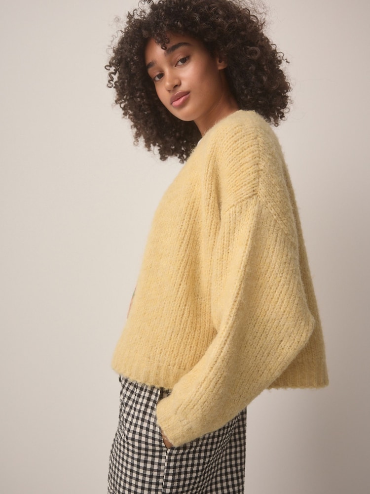 Yellow Chunky Knit Cardigan - Image 4 of 9