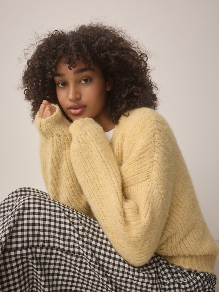 Yellow Chunky Knit Cardigan - Image 6 of 9