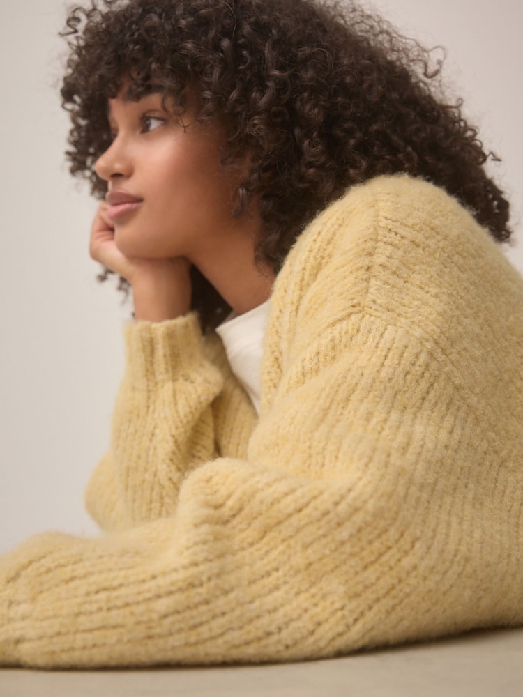 Yellow Chunky Knit Cardigan - Image 7 of 9