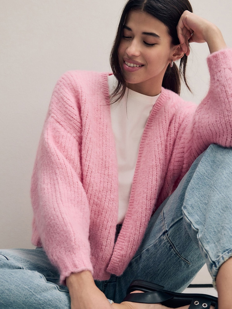 Pink Chunky Knit Cardigan - Image 3 of 8