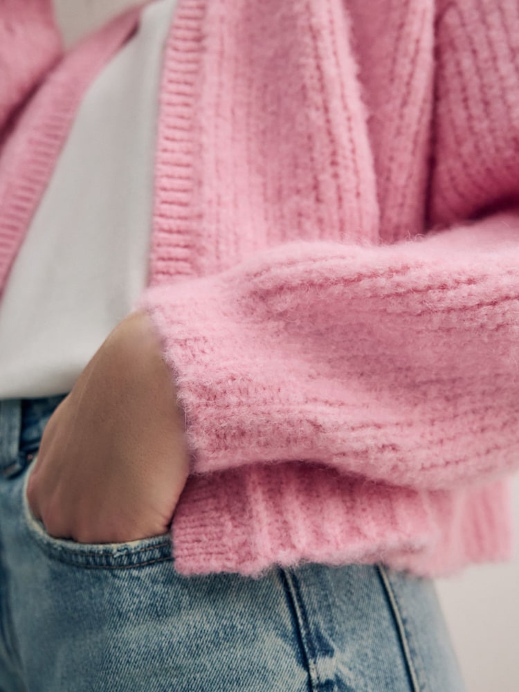 Pink Chunky Knit Cardigan - Image 6 of 8