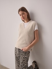Cream V-Neck Knitted Tank - Image 3 of 9